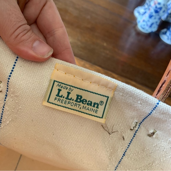 LL Bean canvas Leather Boat Tote - Rare - Picture 6 of 7